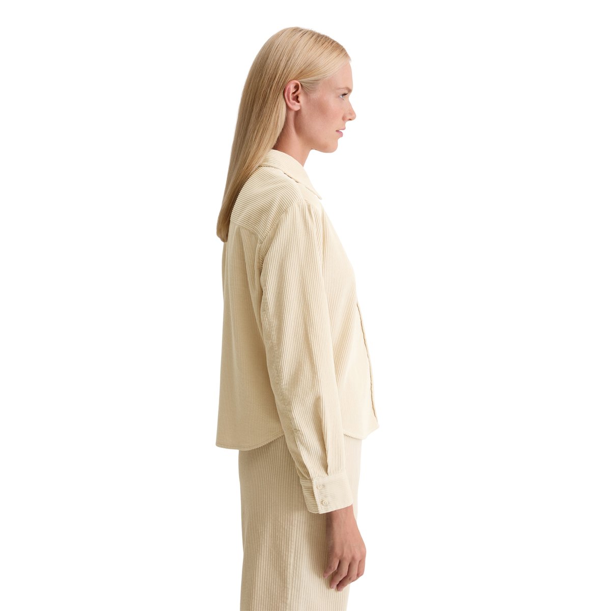 Blouse en velours côtelé fin relaxed en coton organique beige, MARC O'POLO