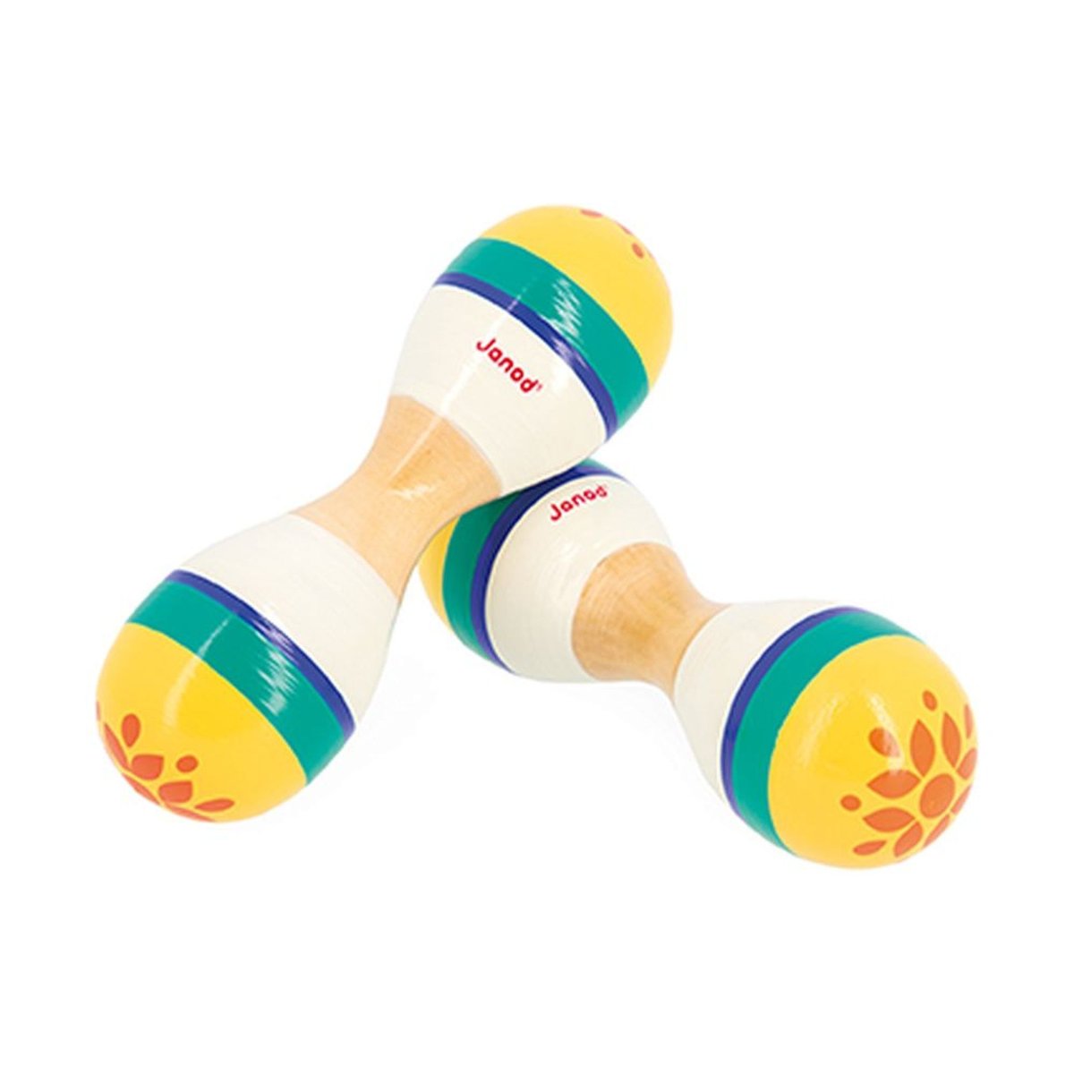 Gamme gioia - double maracas en bois - eveil musical - jouet d'imitation couleur unique, JANOD