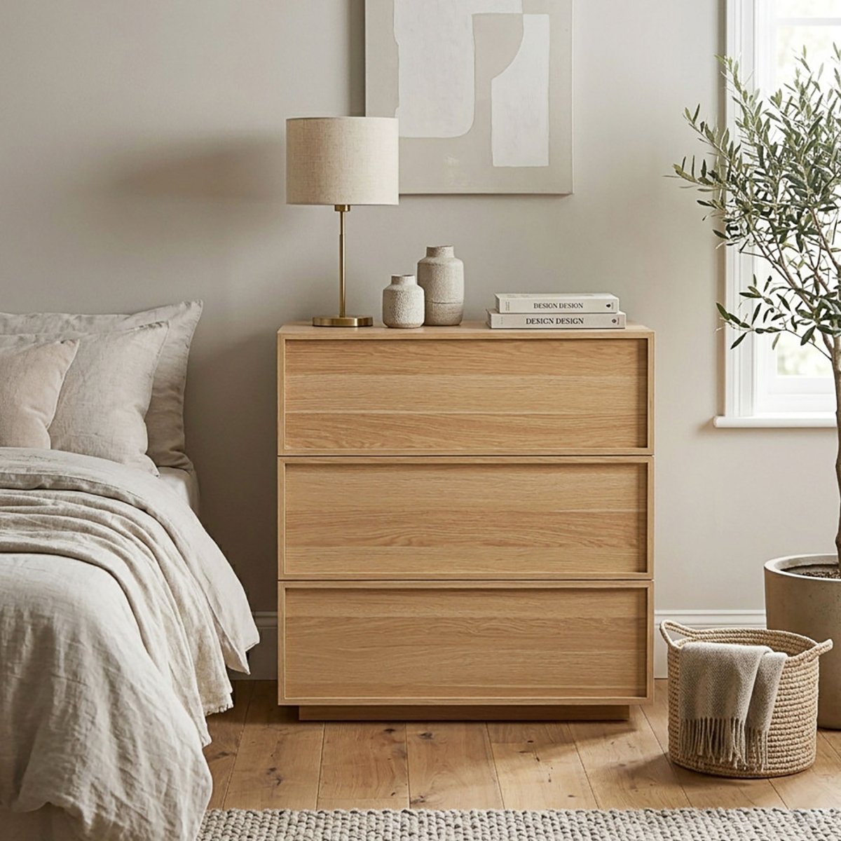 Commode 3 tiroirs en bois L85cm- JOY bois clair, DRAWER