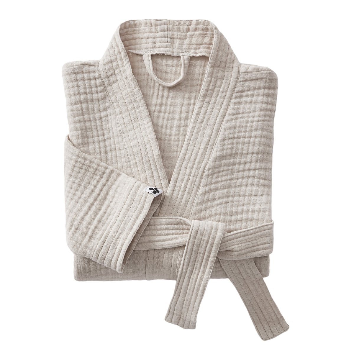 Peignoir kimono mixte Gaia en gaze de coton beige, EDEN