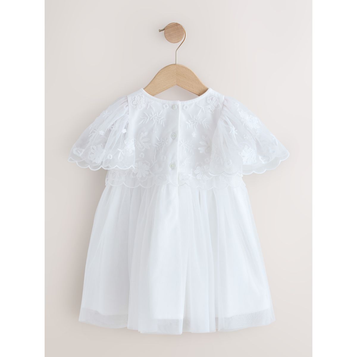 Robe de cérémonie en mesh brodé blanc, NEXT