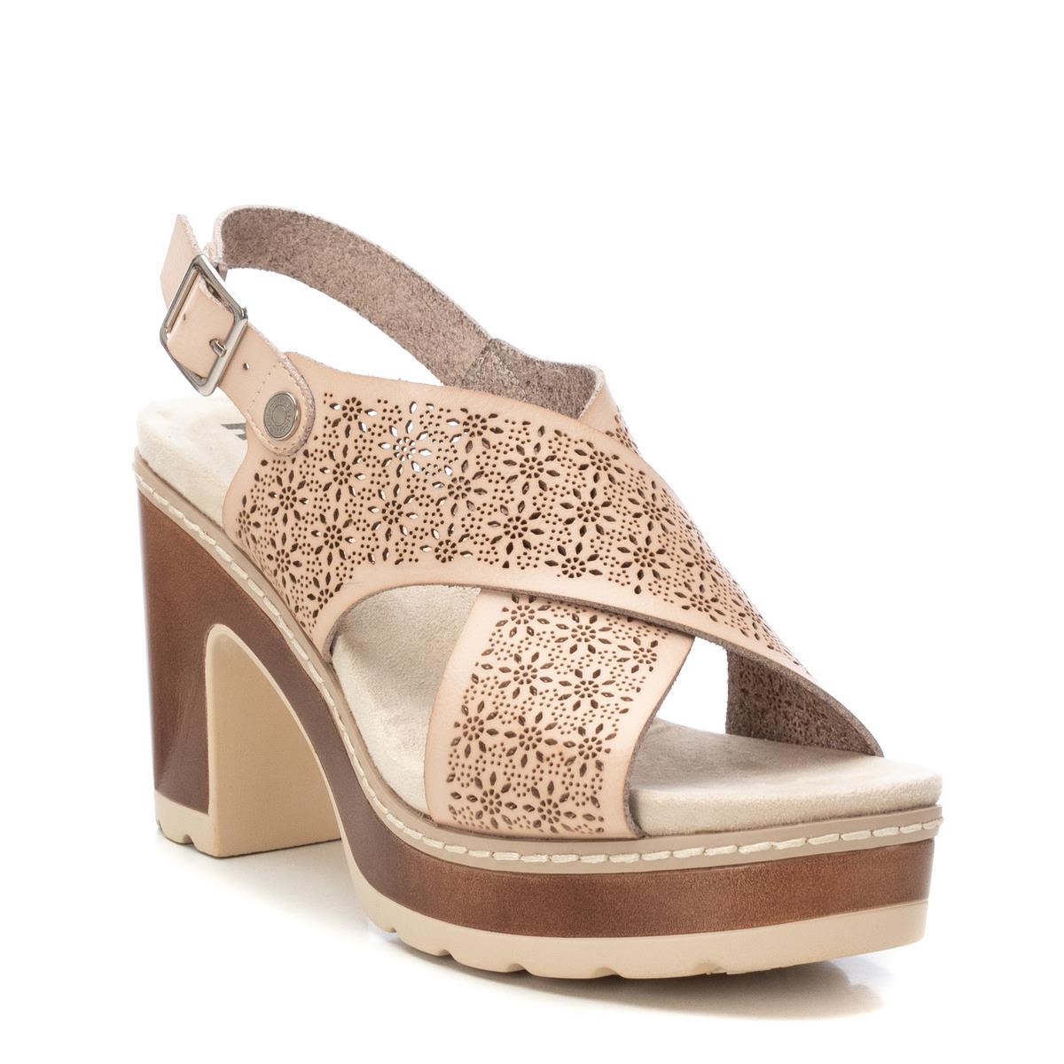 Sandale Talon Décontractée Boucle beige, REFRESH