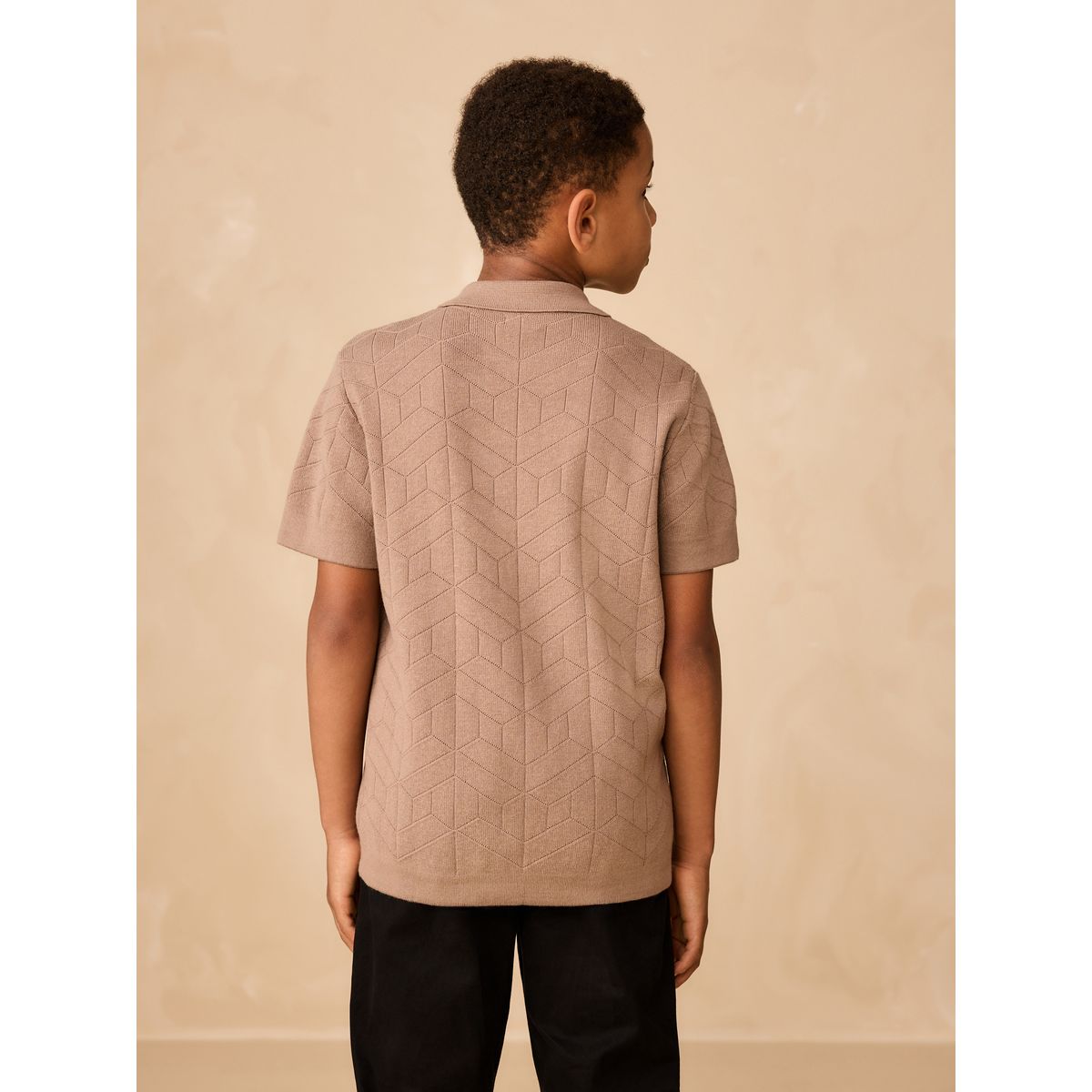Polo en maille à col zippé marron taupe, NEXT