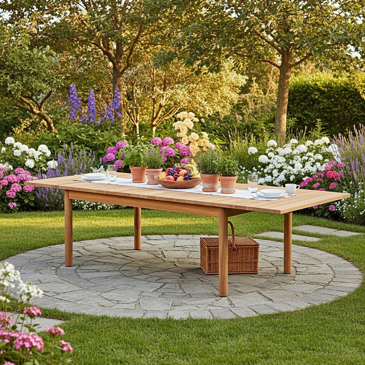 Table de jardin extensible rectangulaire en Teck Massif 190/290 cm Auckland XL naturel, TECK ATTITUDE