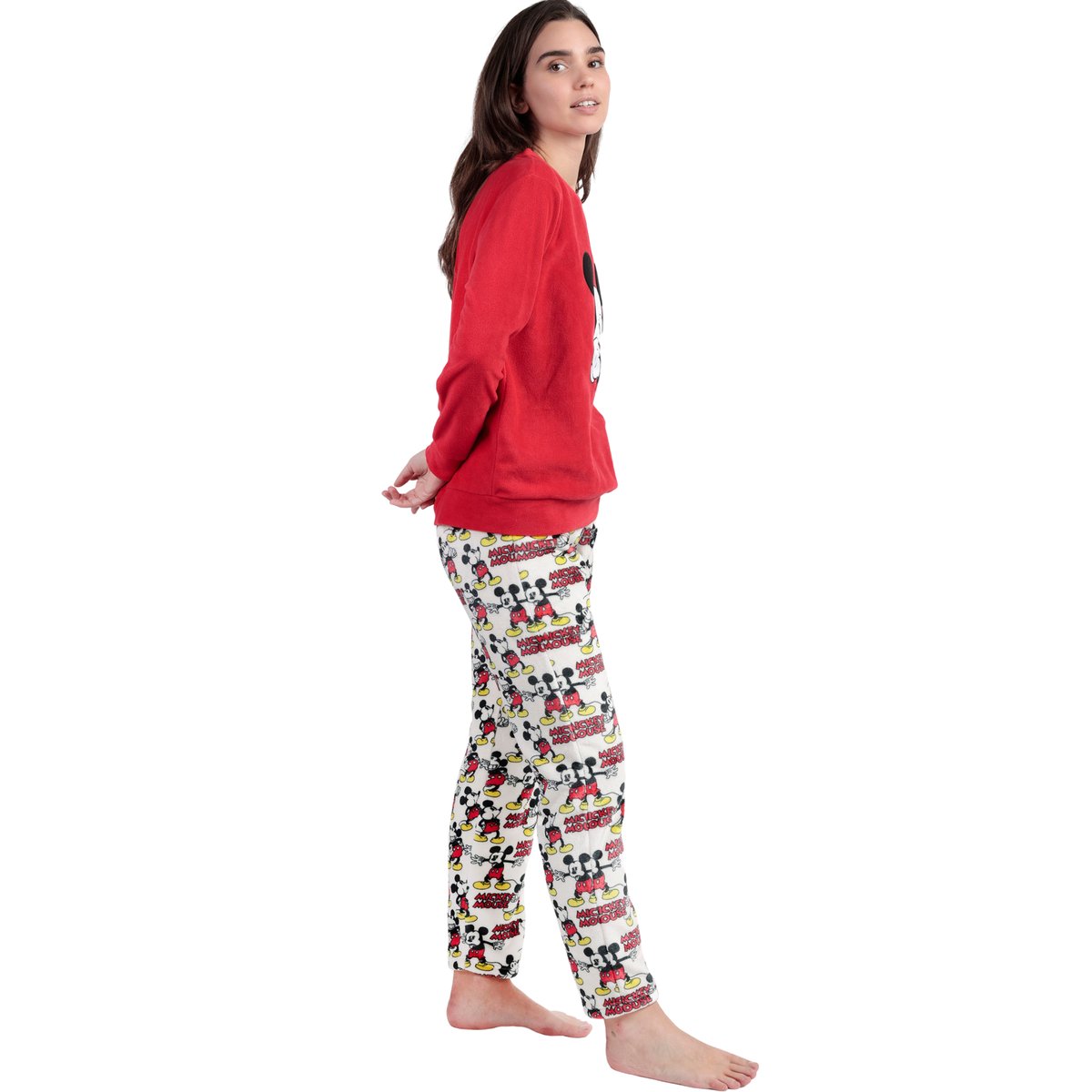 Pyjama pantalon top manches longues Best Mickey Disney rouge, ADMAS