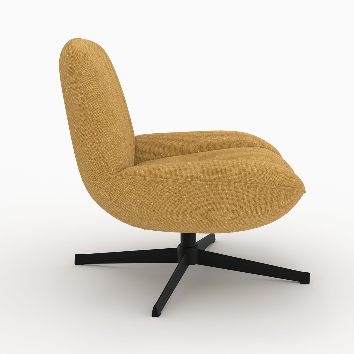 Fauteuil pivotant en tissu effet velours - ELVIS jaune moutarde, MAISON PAVANE