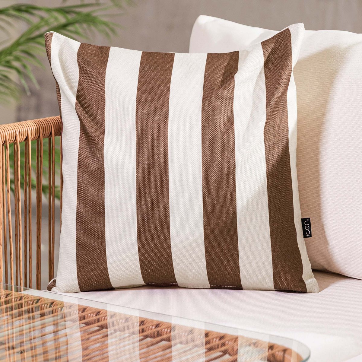 Lot de 4 coussins d'intérieur et d'extérieur Oeko-Tex® - KYOTO brun, ICON