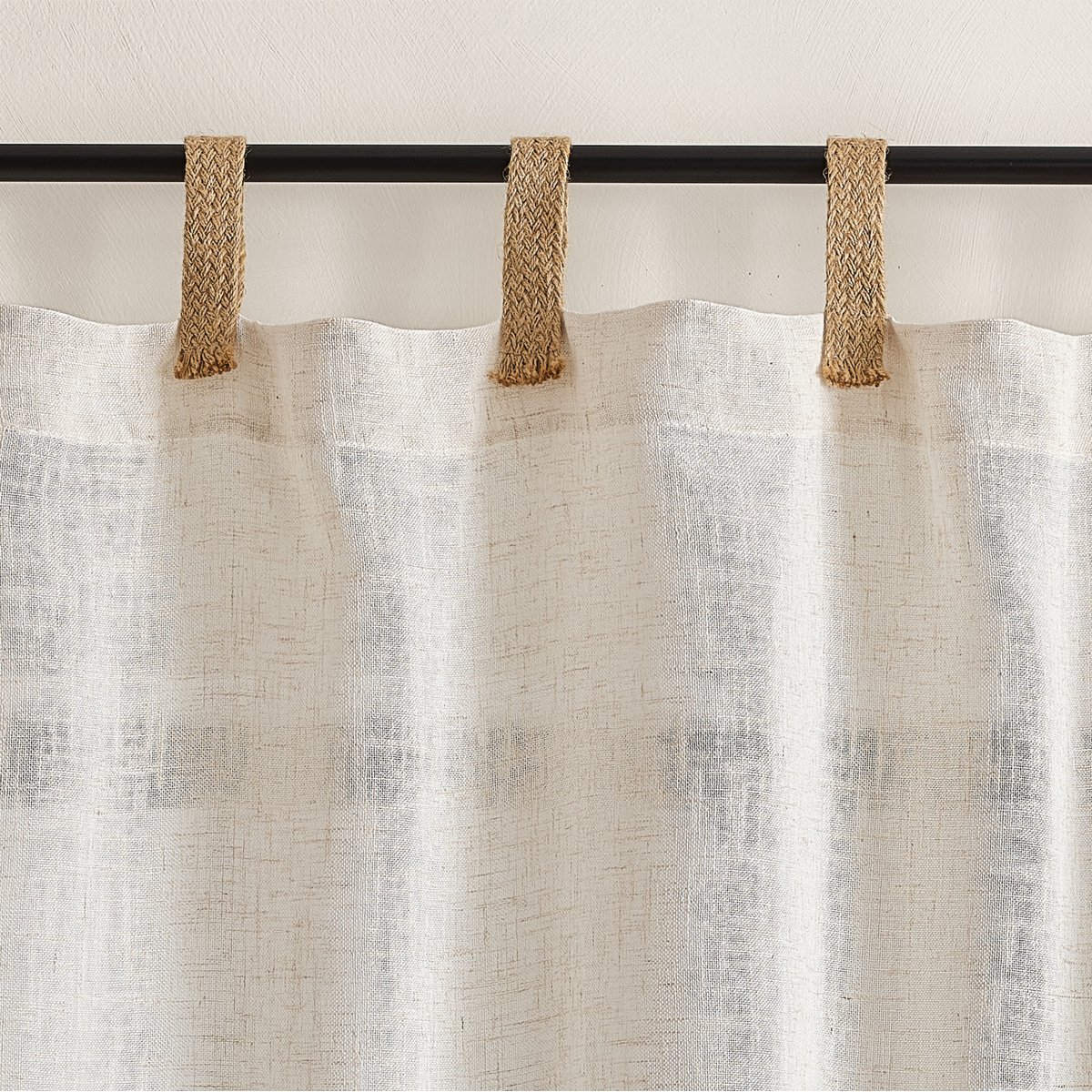 Rideau en tissu polylin à pattes en jute - QABANE lin, HOME MAISON