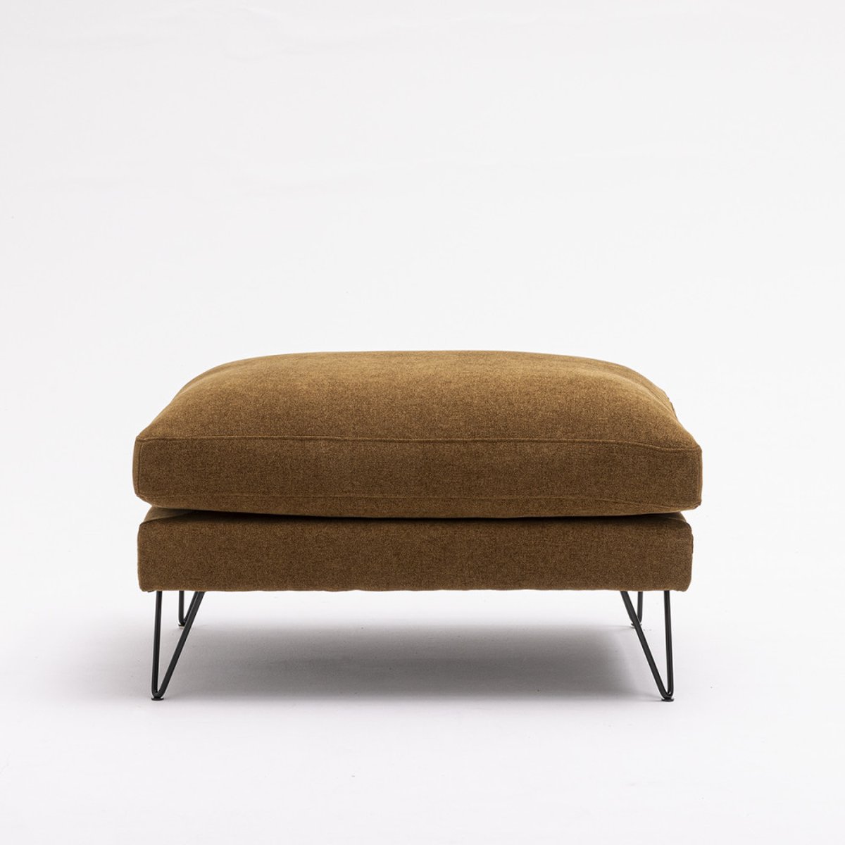 Pouf en tissu pieds épingles noirs- VILLABON bronze, DRAWER