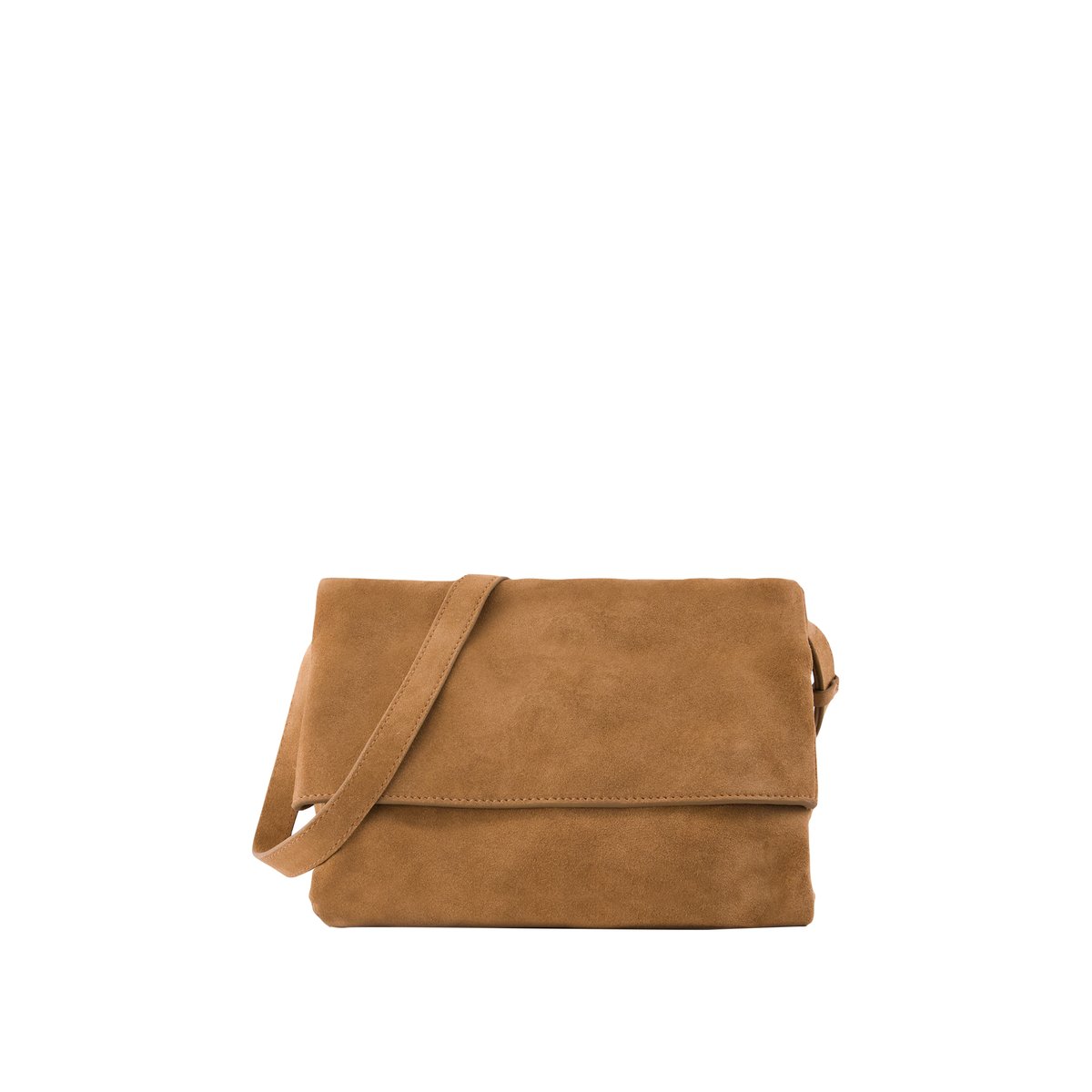Sac besace cuir velours MESSENGER camel, IKKS