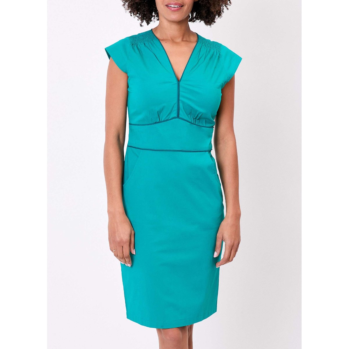 Robe cintrée coton stretch MARIANA turquoise green, PRINCESSE NOMADE