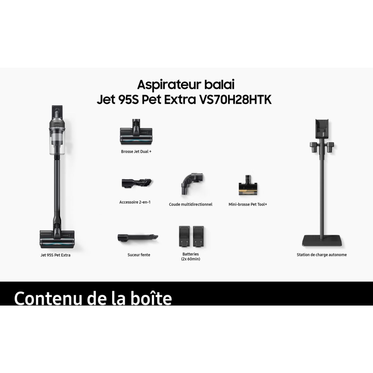 Aspirateur balai Jet 95S Pet Extra VS70H28HTK couleur unique, SAMSUNG