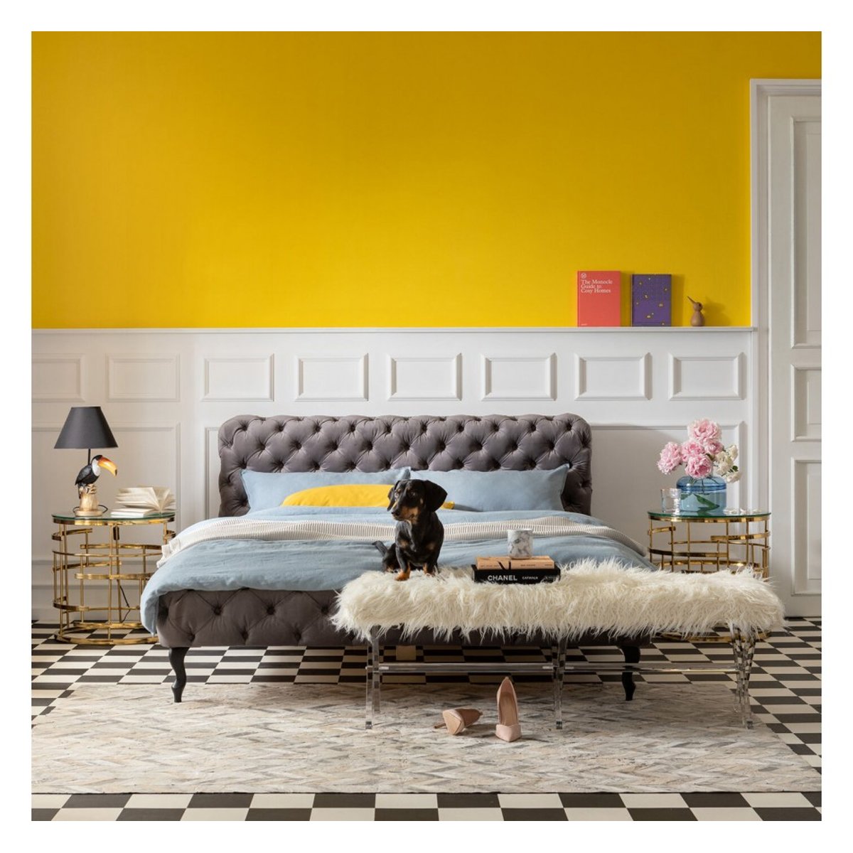 Cadre de lit en velours, DESIRE gris, KARE DESIGN