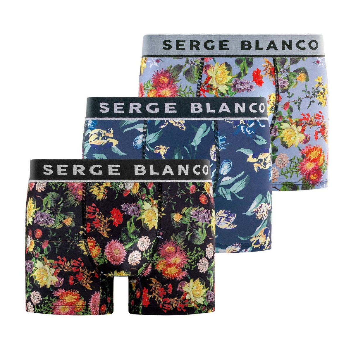 Lot De 3 Boxers Microfibre noir/rouge/jaune/vert/violet, SERGE BLANCO