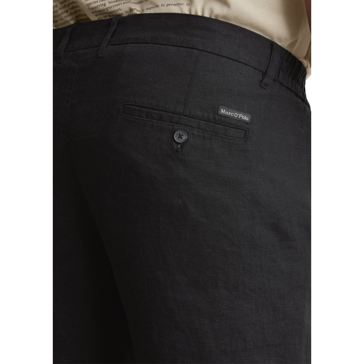 Short modèle Reso jogger en pur lin noir, MARC O'POLO