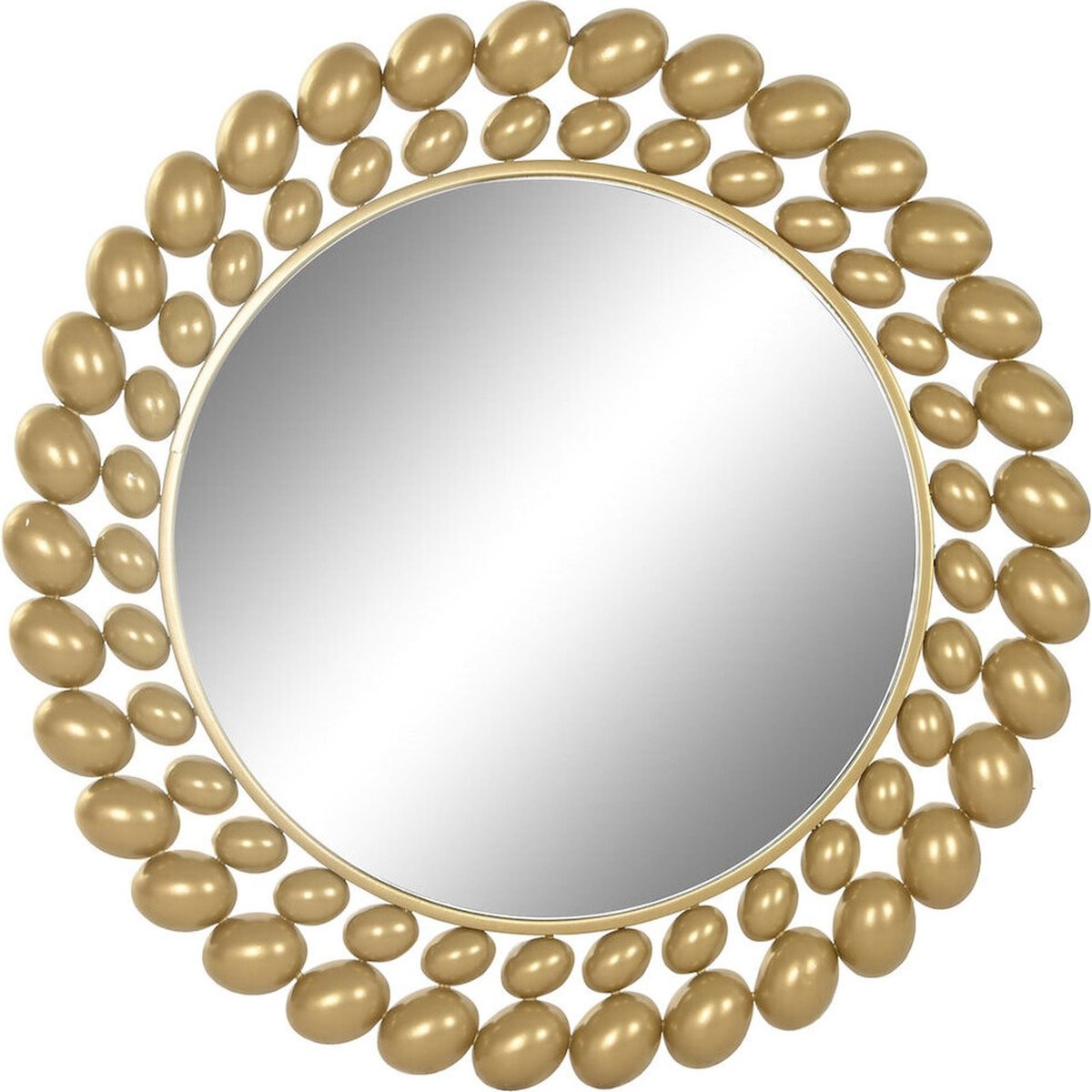Miroir rond en fer et verre, GLAM doré effet métal élégant, RECOLLECTION