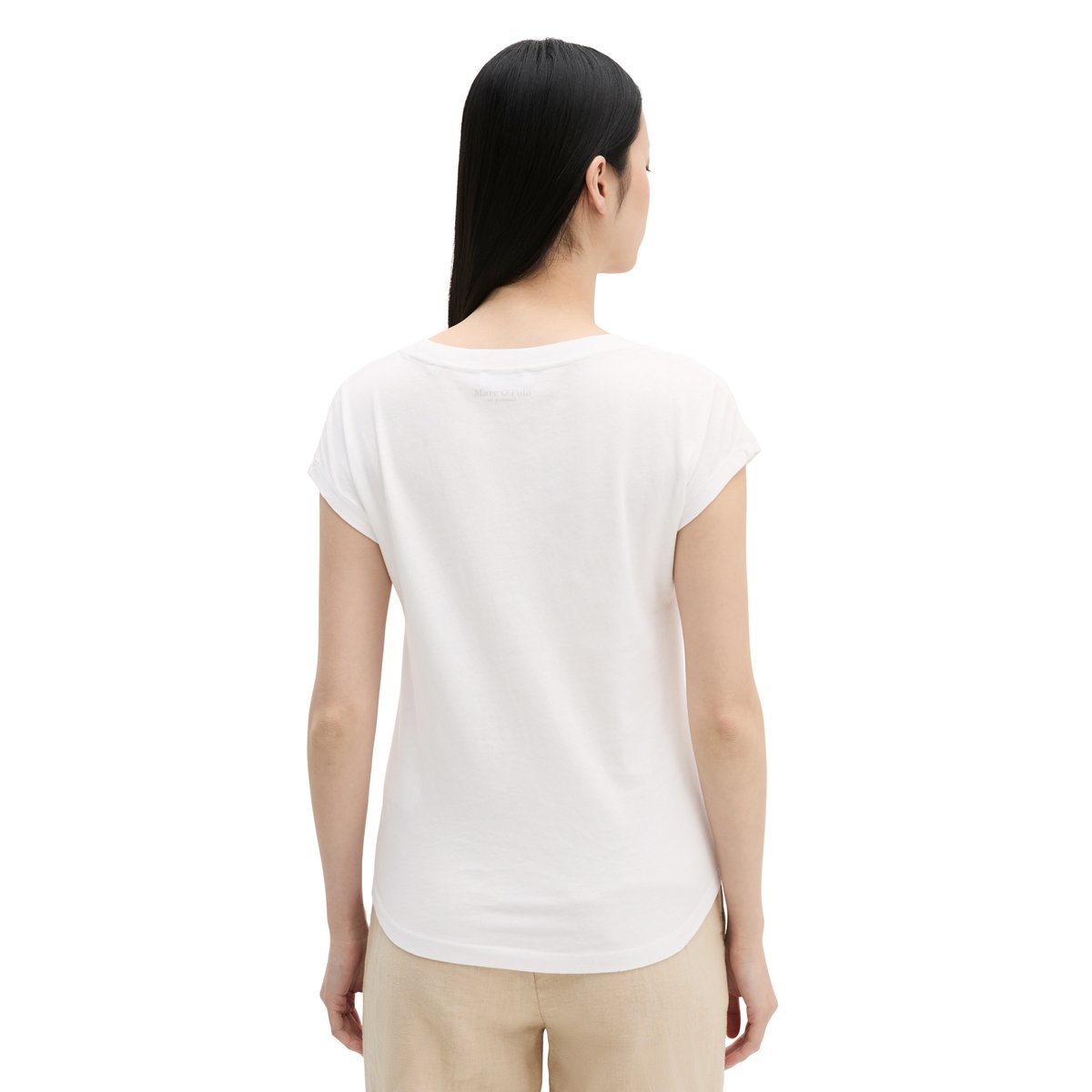 T-shirt regular en coton organique blanc, MARC O'POLO