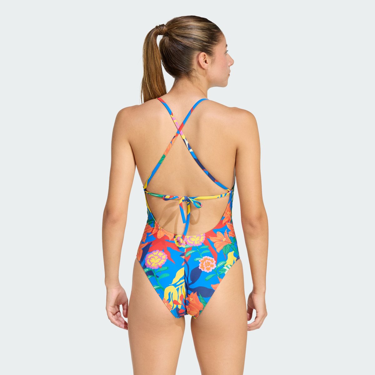 Maillot De Bain Mexicana Florals Tie-Back Maillot De Bain Mexicana Florals Tie-Back glow blue / white, ADIDAS SPORTSWEAR