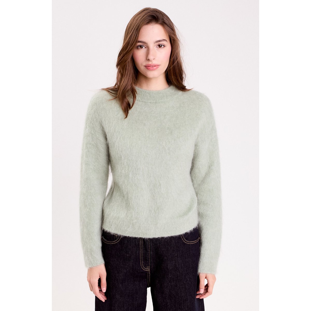 Pull duveteux vert pastel, CACHE CACHE