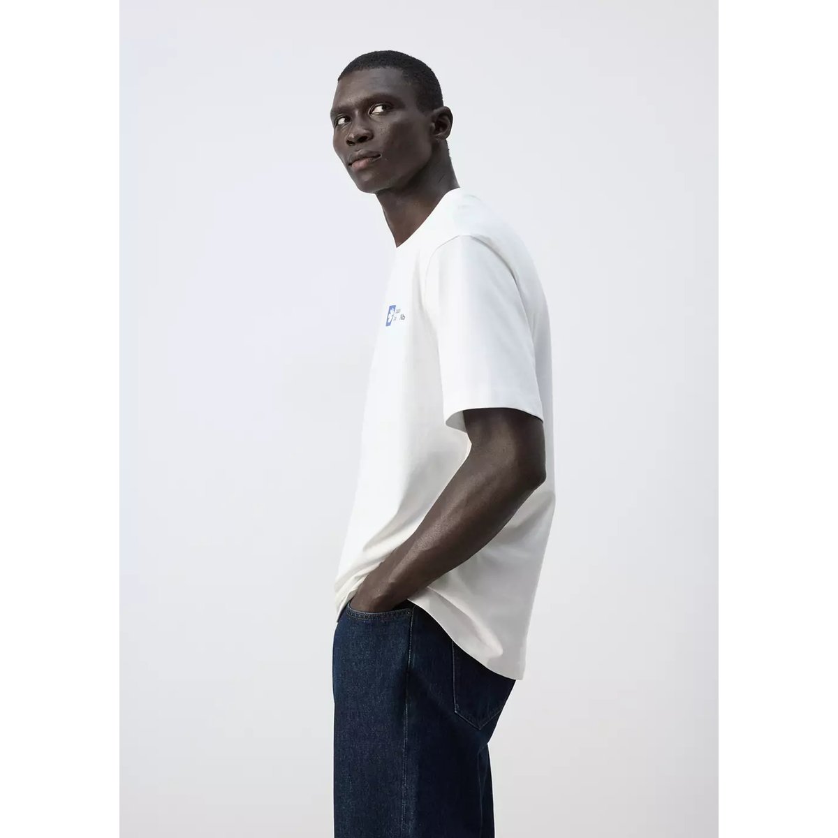 T-shirt 100 % coton imprimé blanc, MANGO MAN