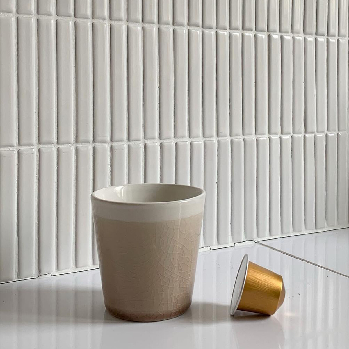 Lot 4 tasses à café craquelées, GOGAIN ecru, LA REDOUTE INTERIEURS