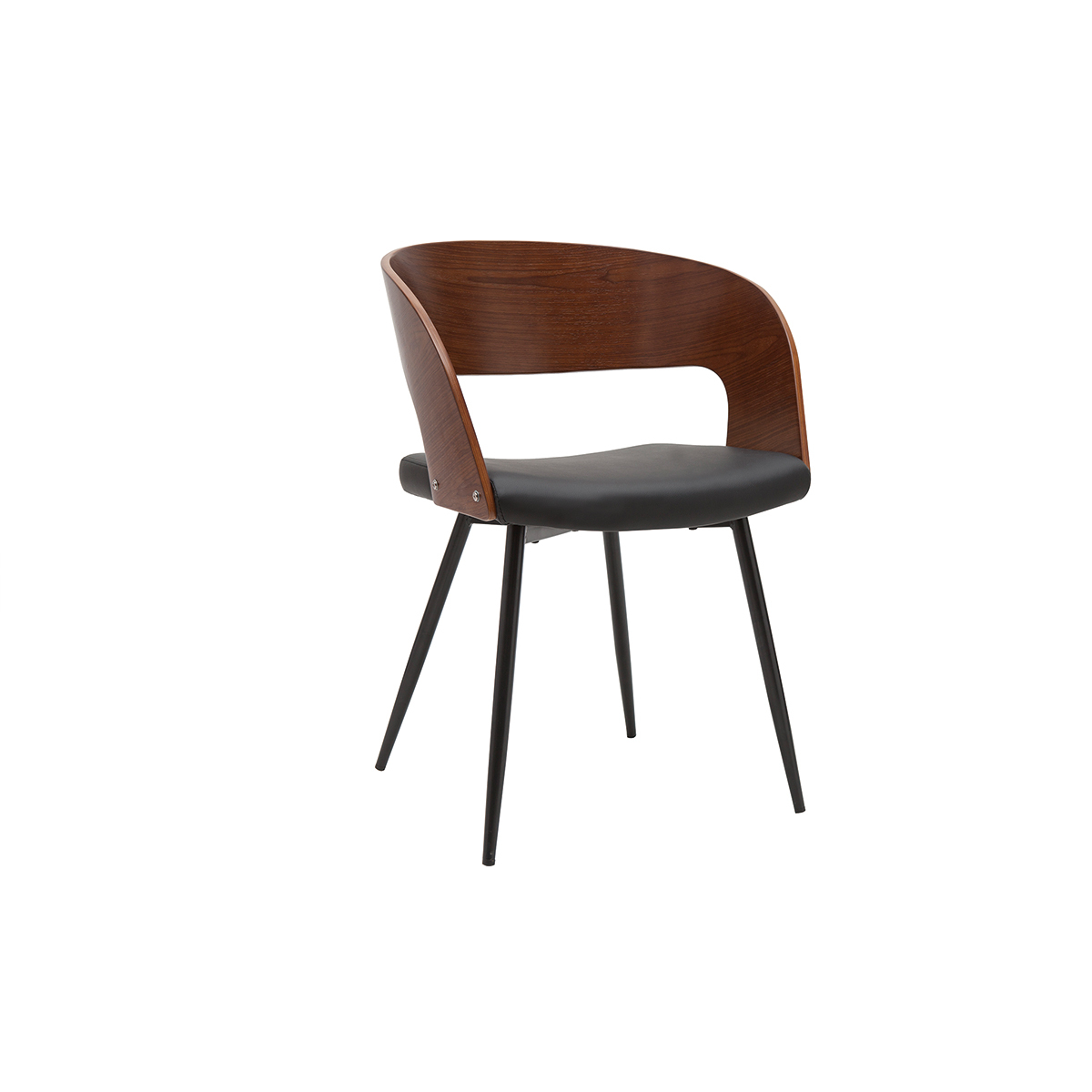Chaises design bois foncé noyer, assises et métal noirs (lot de 2) RIFF noyer / noir, MILIBOO
