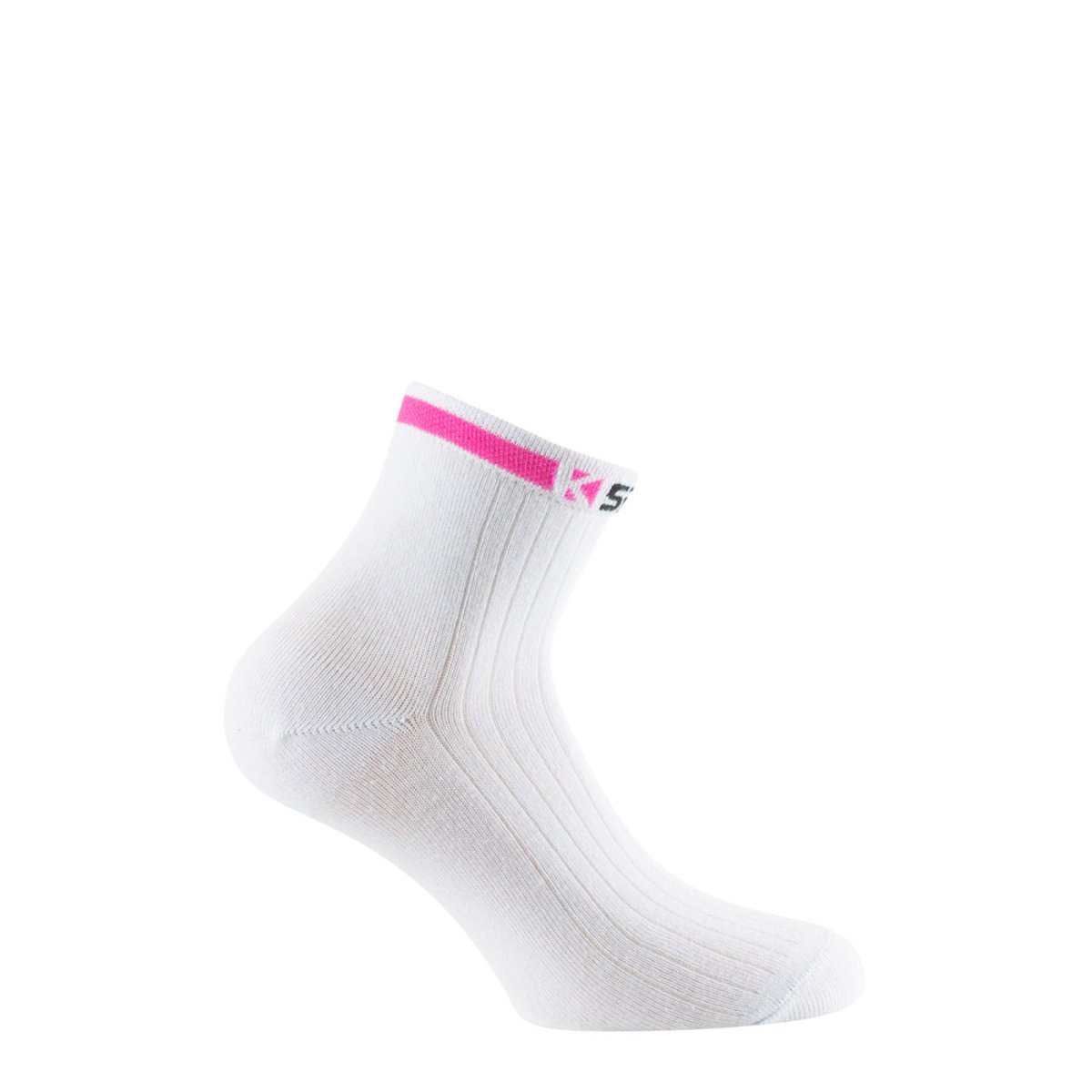 Pack de 2 tiges courtes K-Sport semelle bouclette coton majoritaire blanc rose, KINDY