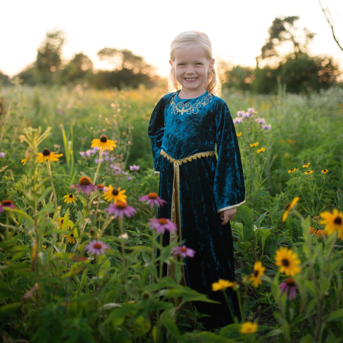 Déguisement enfant – Robe de reine Guenièvre bleu, GREAT PRETENDERS