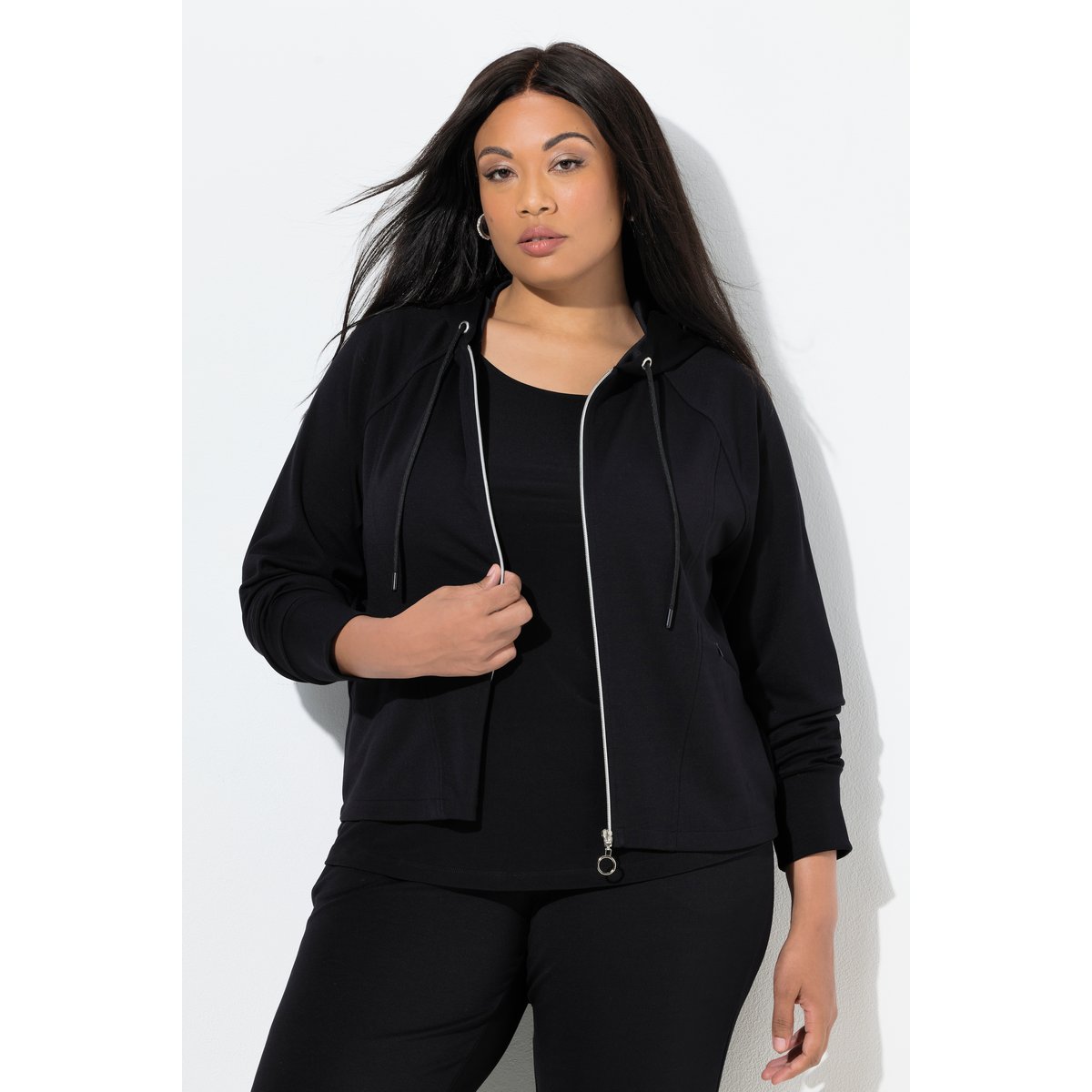 Veste en molleton à capuche noir, ULLA POPKEN