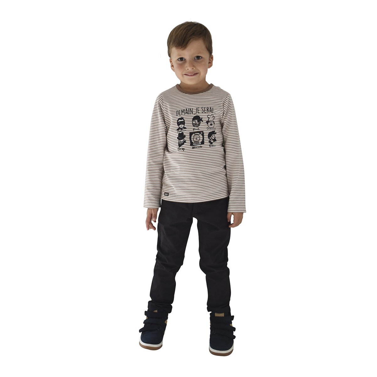 Tee shirt raye djason marron, SUCRE D'ORGE