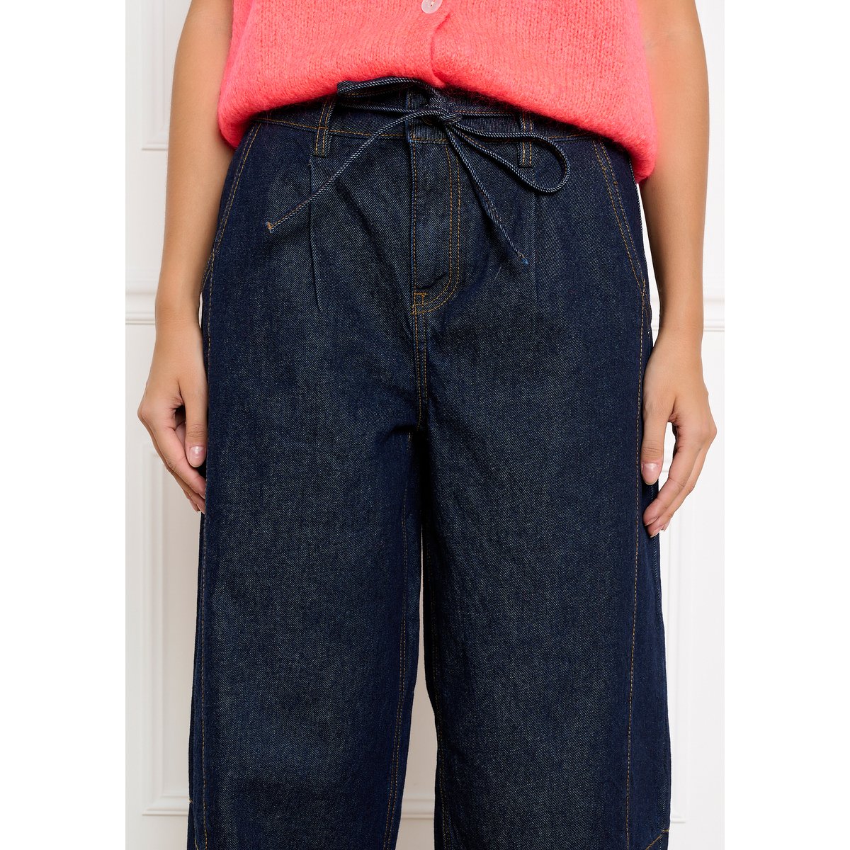 Jean barrel taille haute dark blue, LOLALIZA