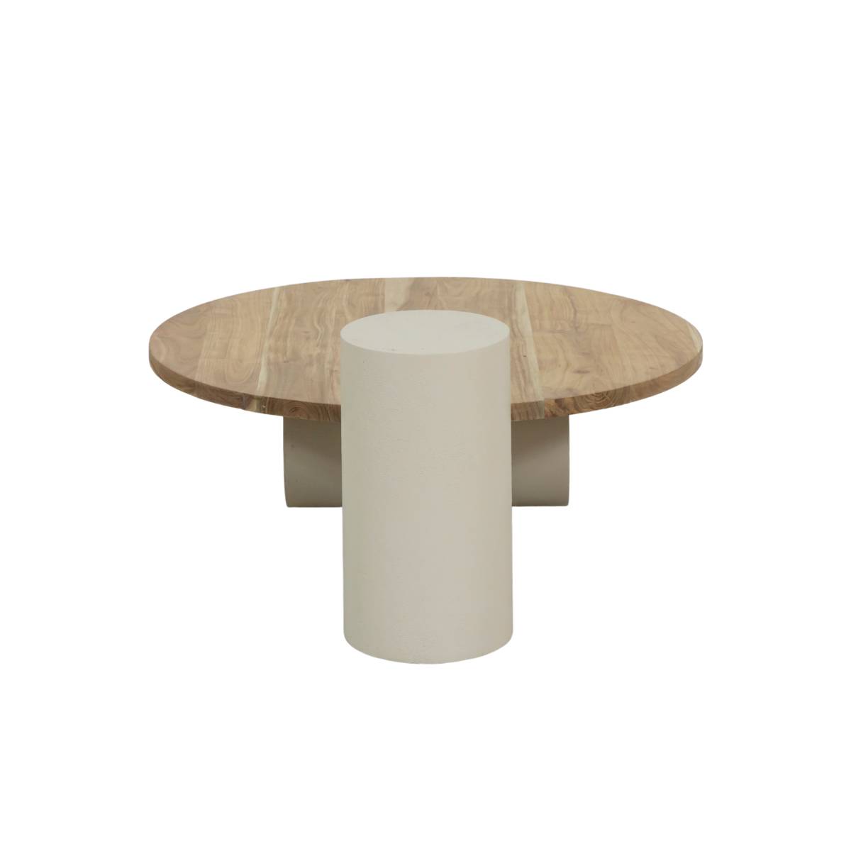 Table basse en bois effet béton ronde DALVA bois clair, MADE IN MEUBLES 