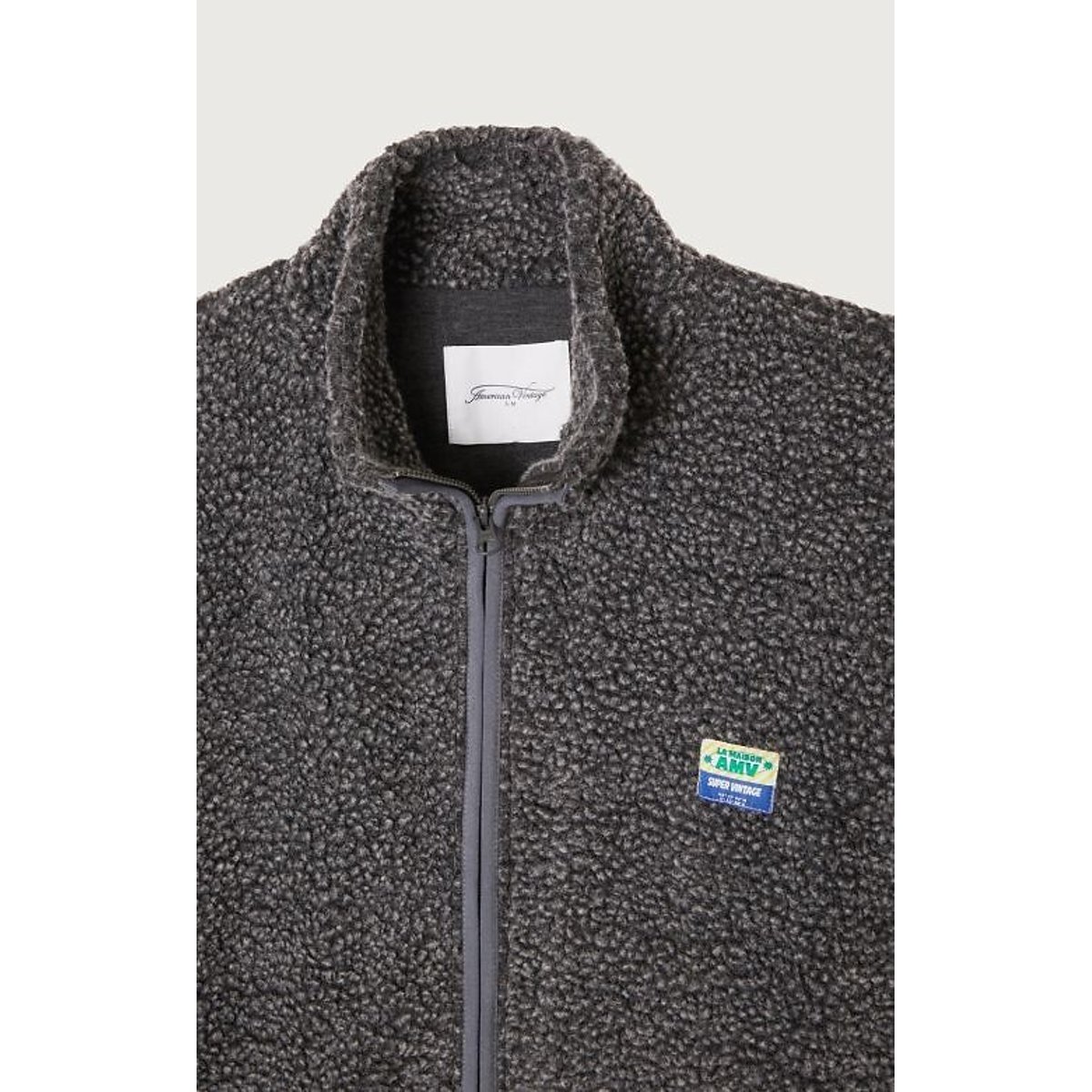 Veste courte manches longues HOKTOWN gris anthracite chiné, AMERICAN VINTAGE