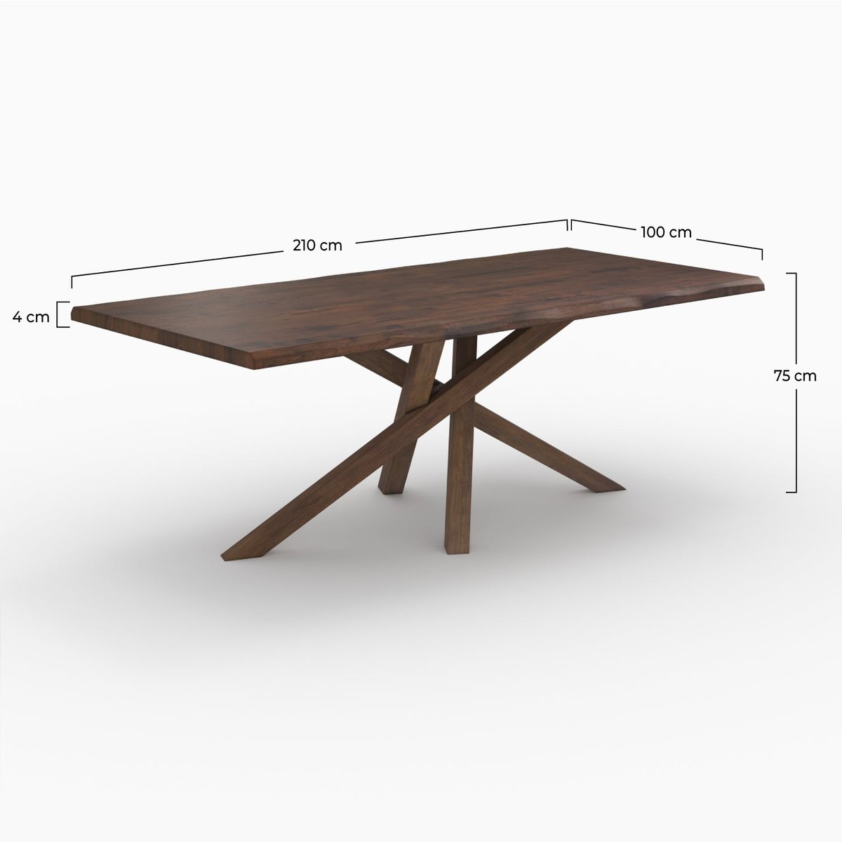 Table rectangulaire en bois d'hévéa massif - ROBIN marron foncé, MAISON PAVANE