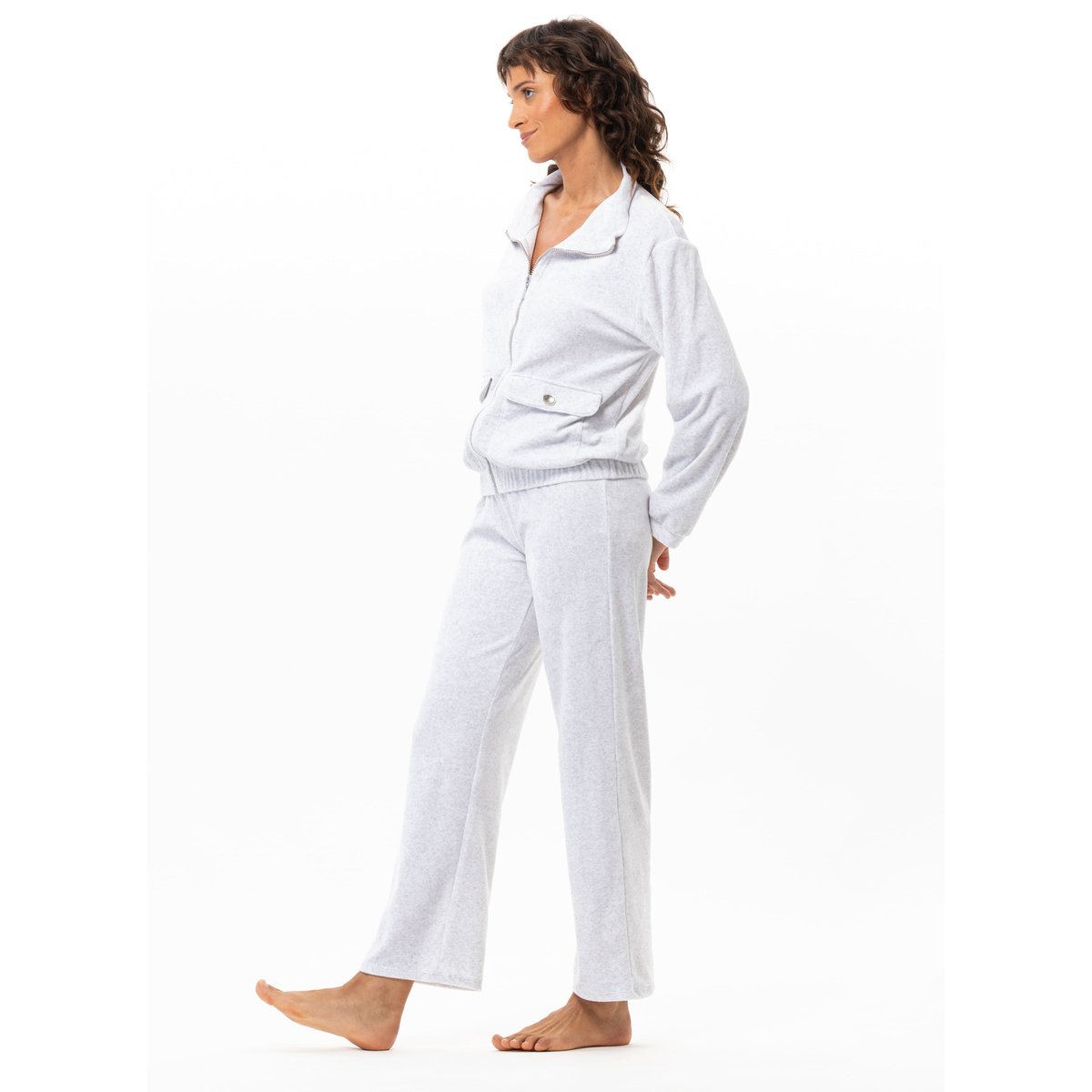 Ensemble homewear zippé en velours RELAX 226 gris, LE CHAT
