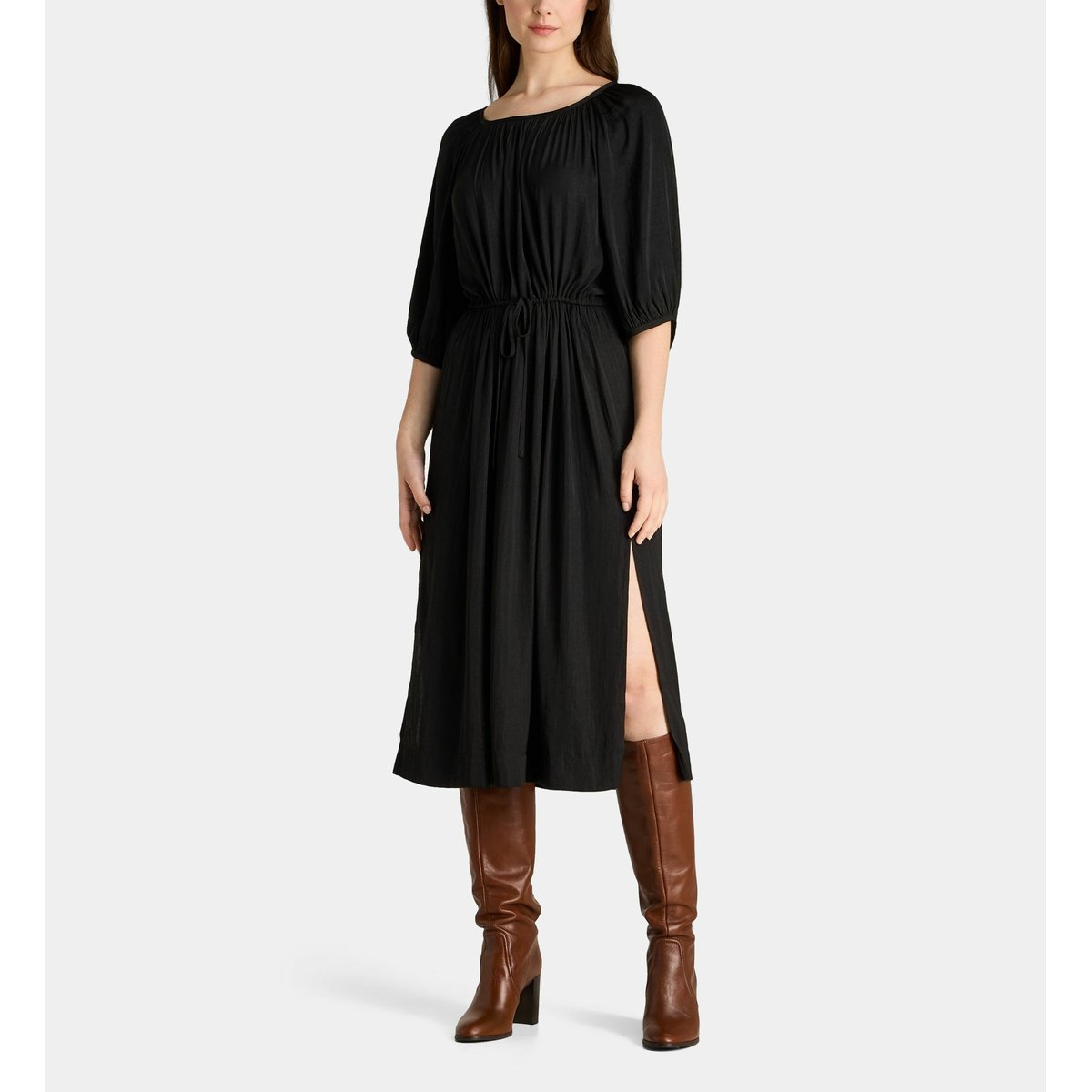Robe diane sat fluide mi-longue noir, GALERIES LAFAYETTE