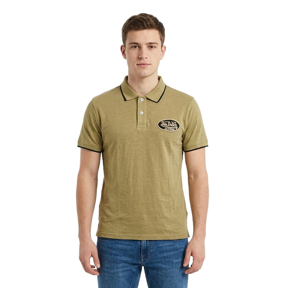 Polo en coton LOS beige/noir, VON DUTCH