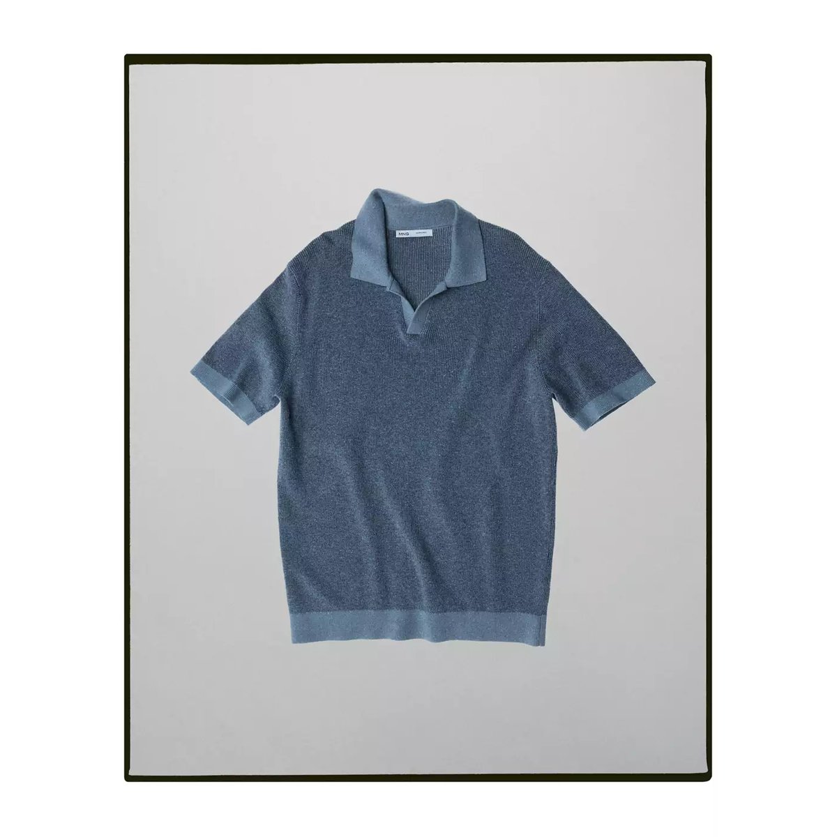 Polo en mélange de coton fil Pinori Filati bleu marine, MANGO MAN