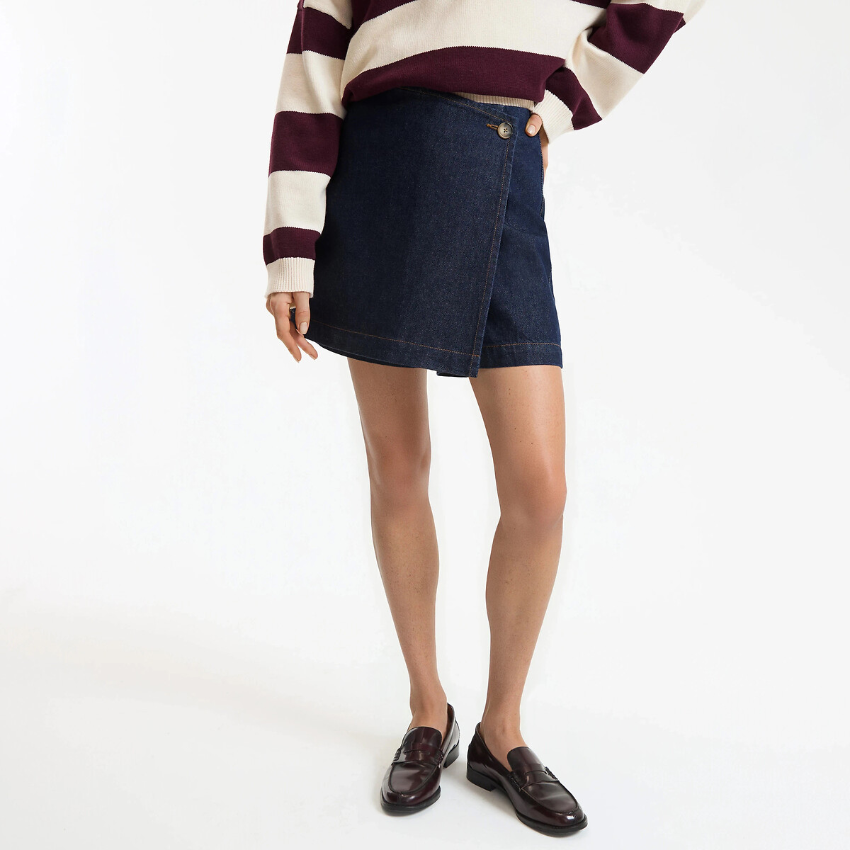 Jupe-short en denim  bleu brut, LA REDOUTE COLLECTIONS