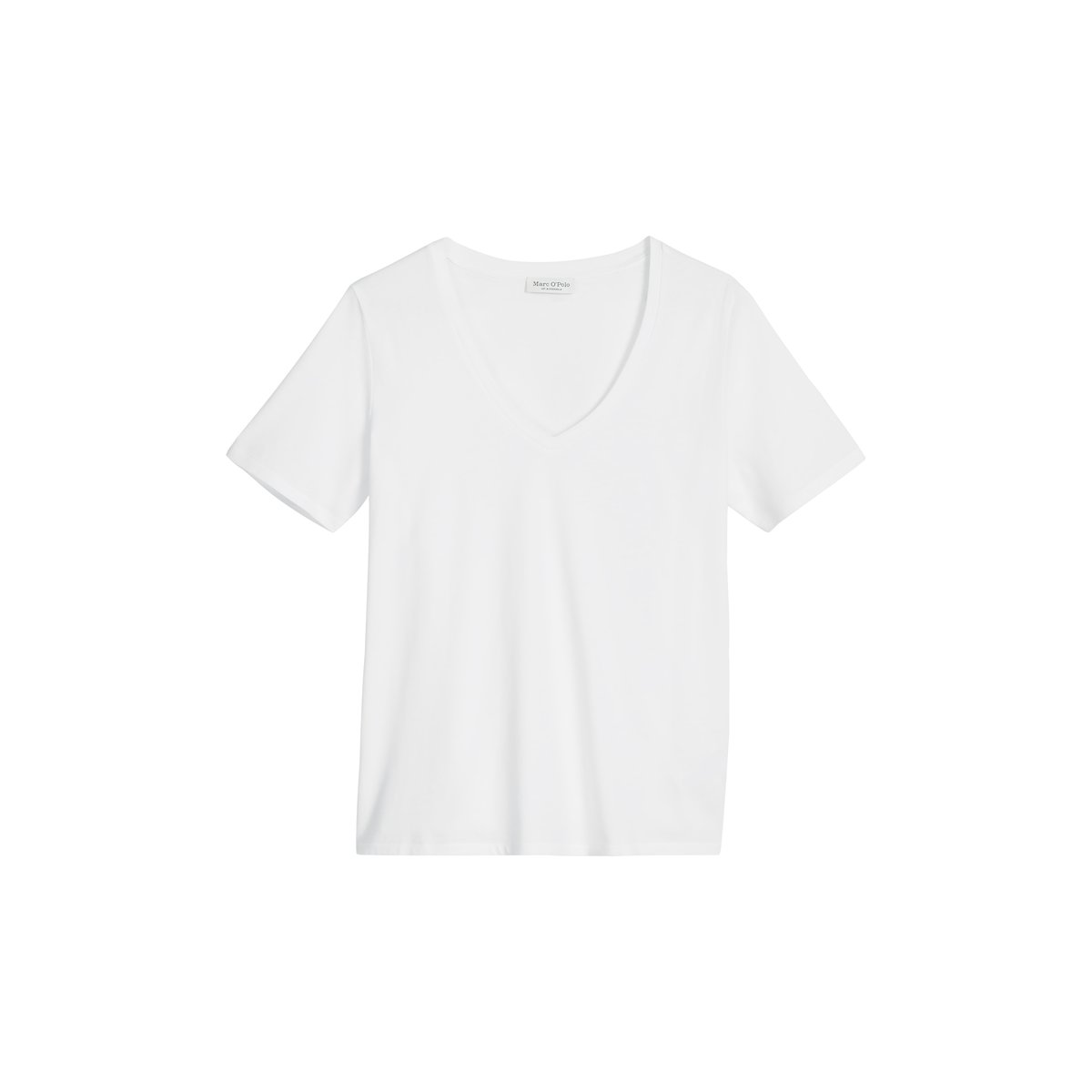 T-shirt classique à encolure en V en coton organique blanc, MARC O'POLO