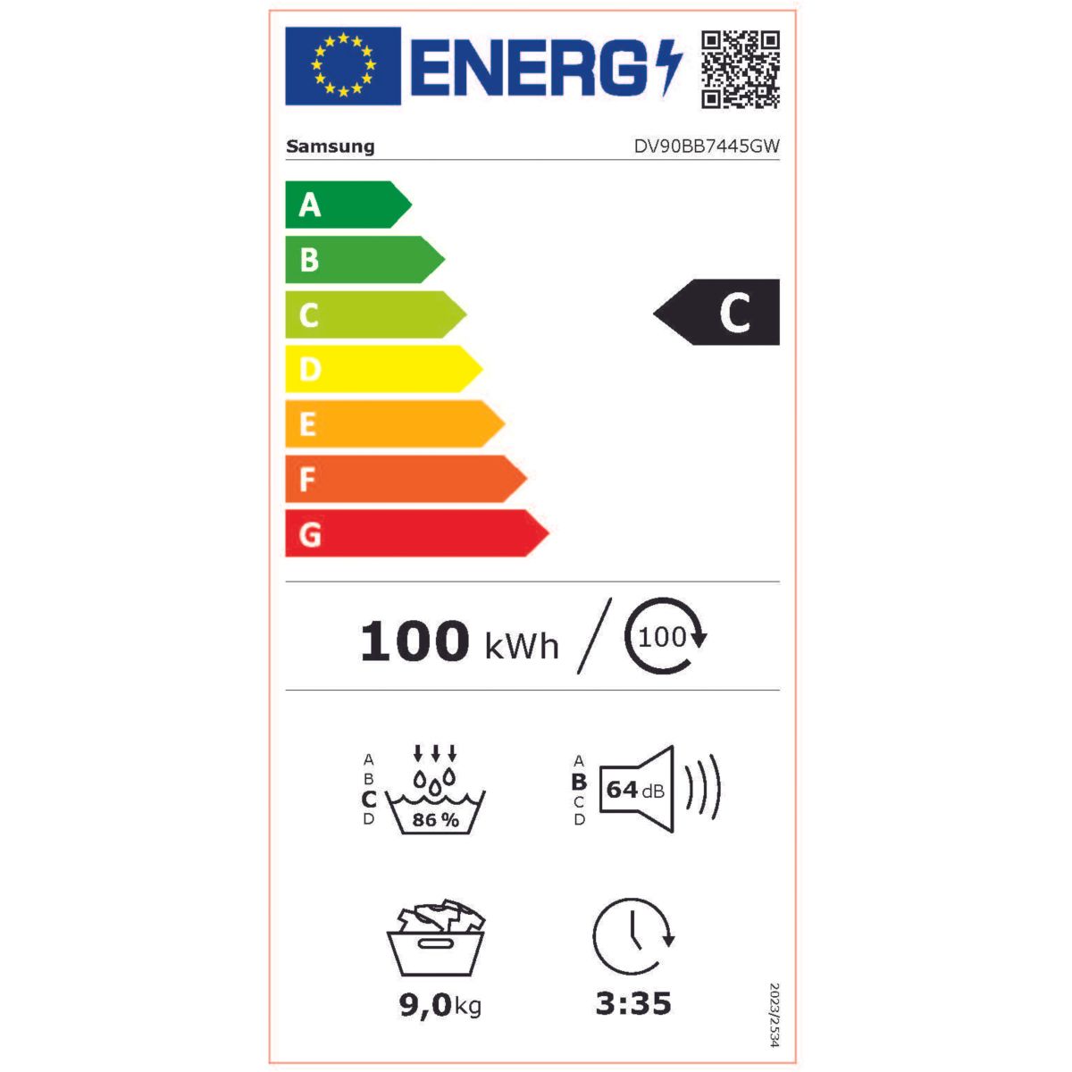 Sèche linge pompe à chaleur DV90BB7445GWS3 - 9kg - Idéal famille & Séchage super rapide & Bespoke AI blanc, SAMSUNG