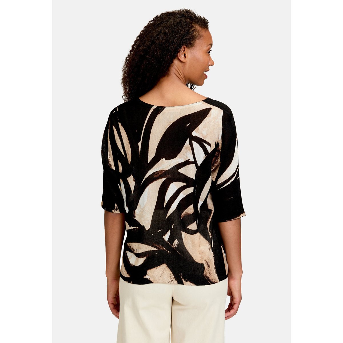 Pull-over en fine maille à imprimé black/nature, BETTY & CO