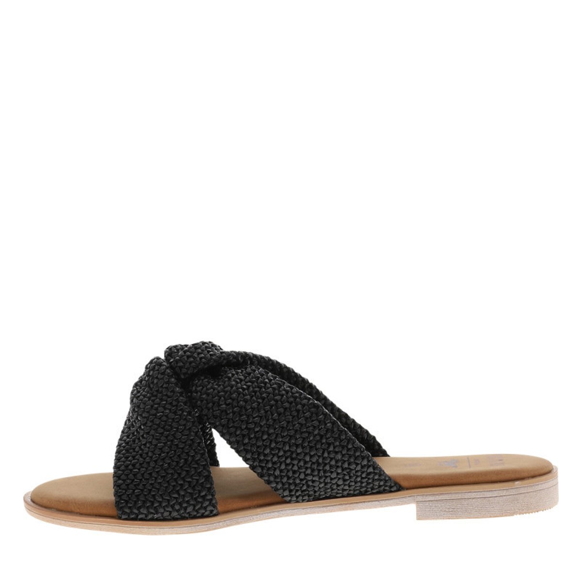 Mules noires à semelle plate avec des brides croisées à l'avant noir, MUSTANG