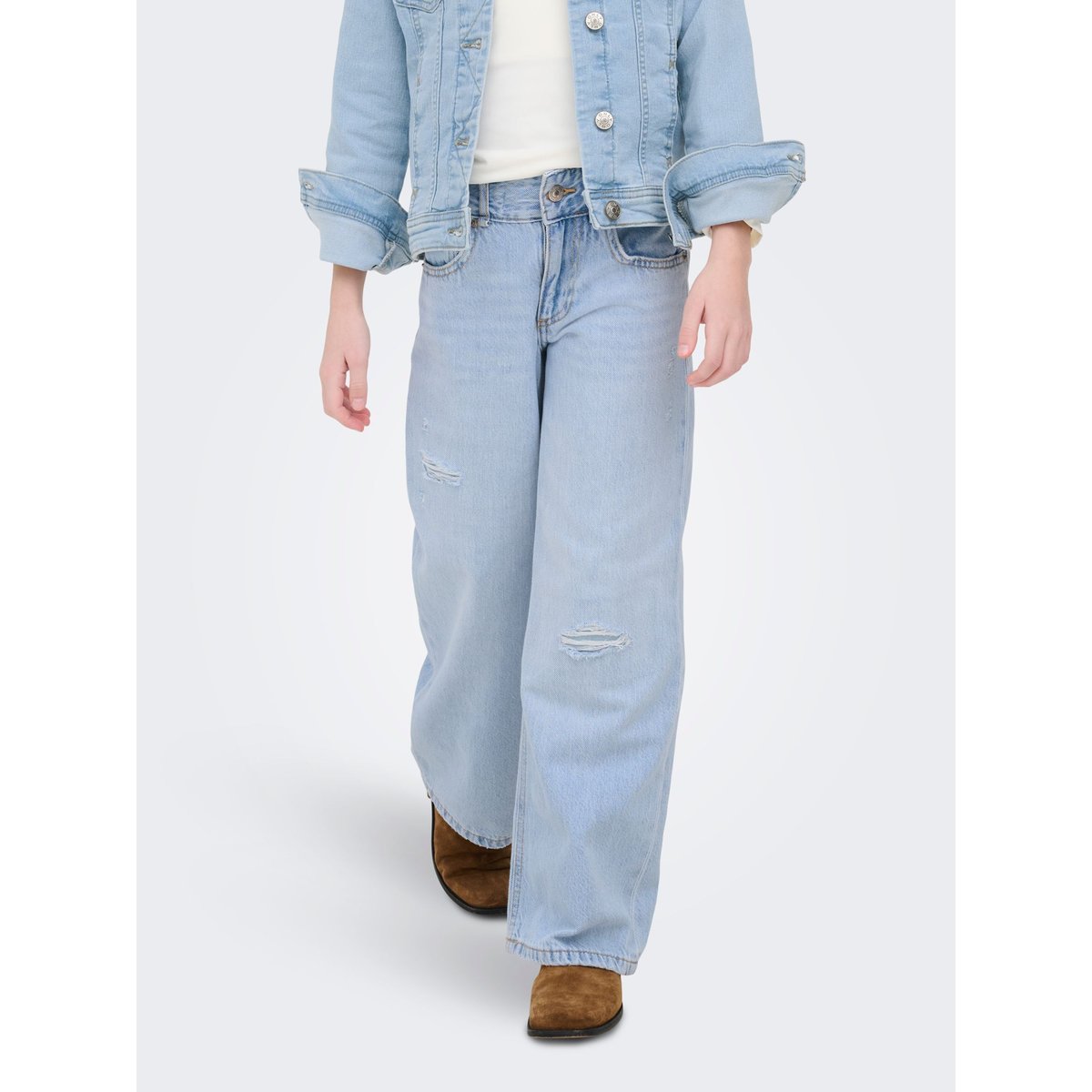 Jean À Jambe Large light blue denim 1, KIDS ONLY