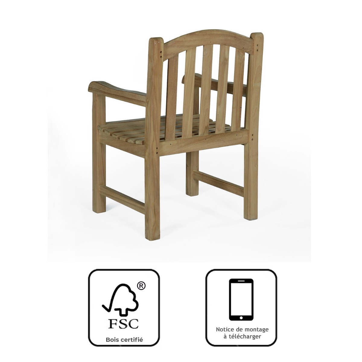 Fauteuil en teck massif Brighton naturel, TECK ATTITUDE