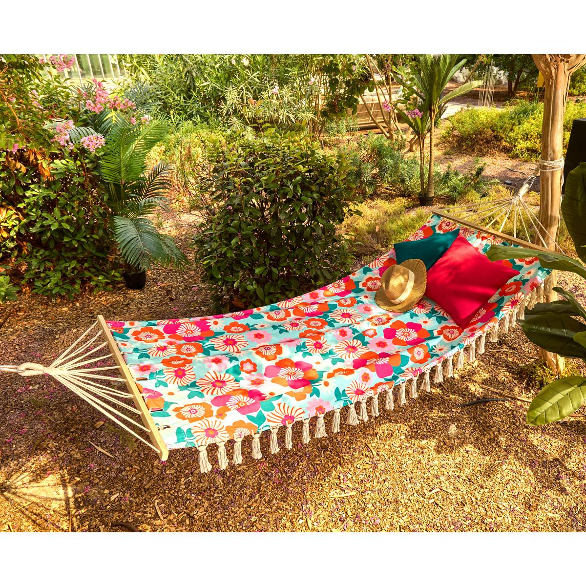 Hamac L270cm motif fleurs CHA CHA POP multicolore, ATMOSPHERA