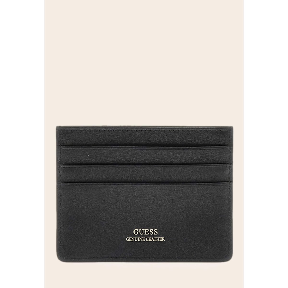 Porte-Cartes De Crédit Cristina En Cuir Véritable noir, GUESS