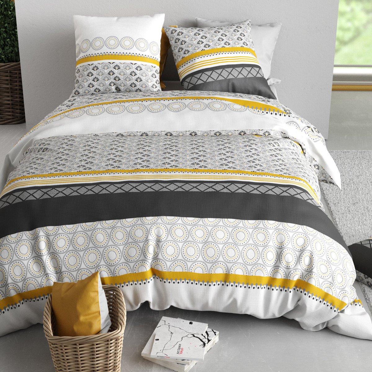 Parure housse de couette en coton imprimée, Spira multicolore, ATELIER DU COTON