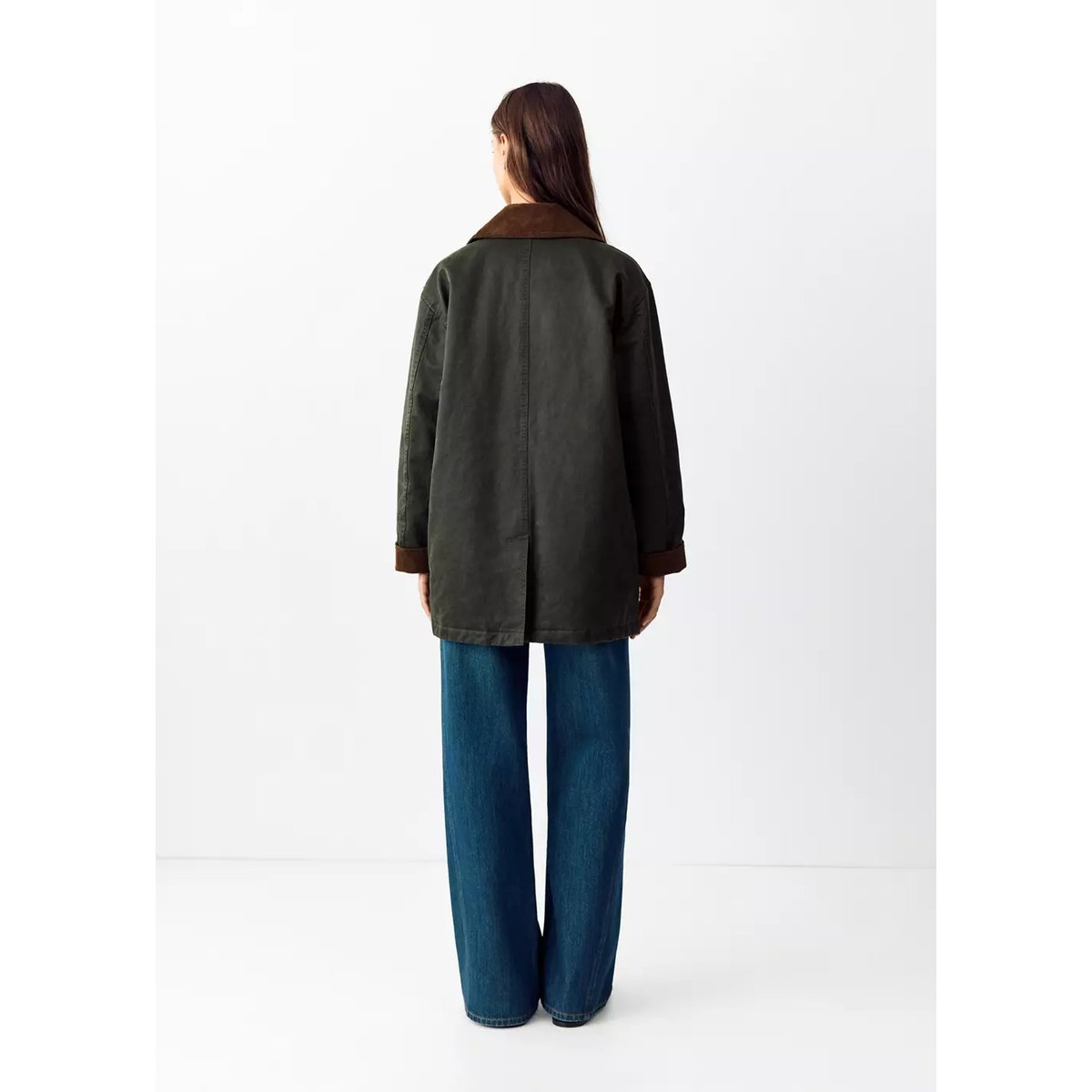 Parka coton en velours côtelé vert moyen, MANGO TEEN