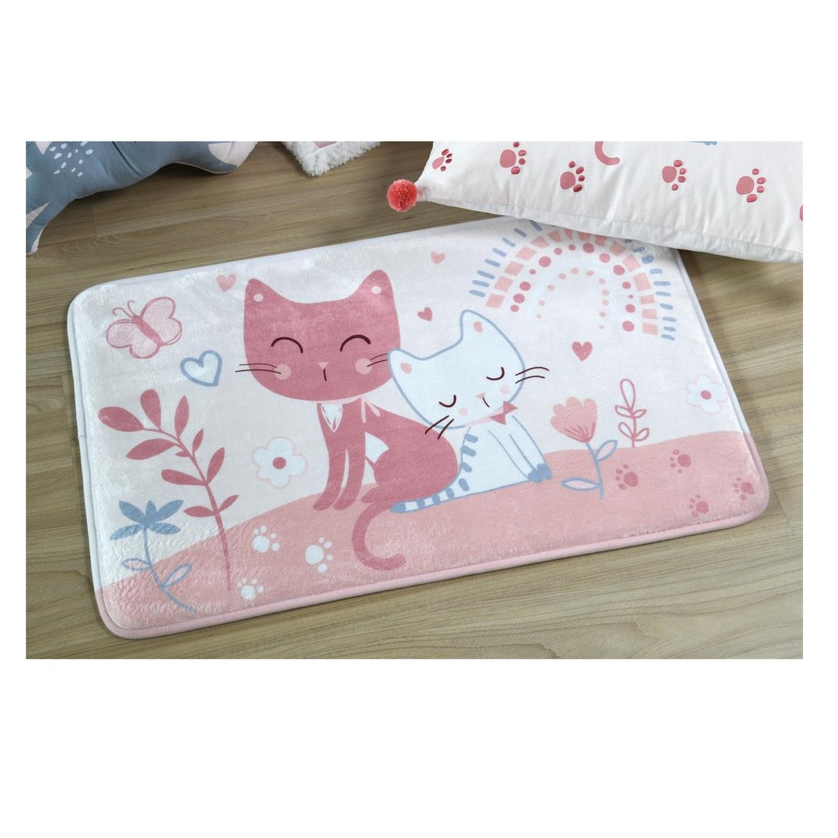 Tapis velours Les chats rose, EDEN